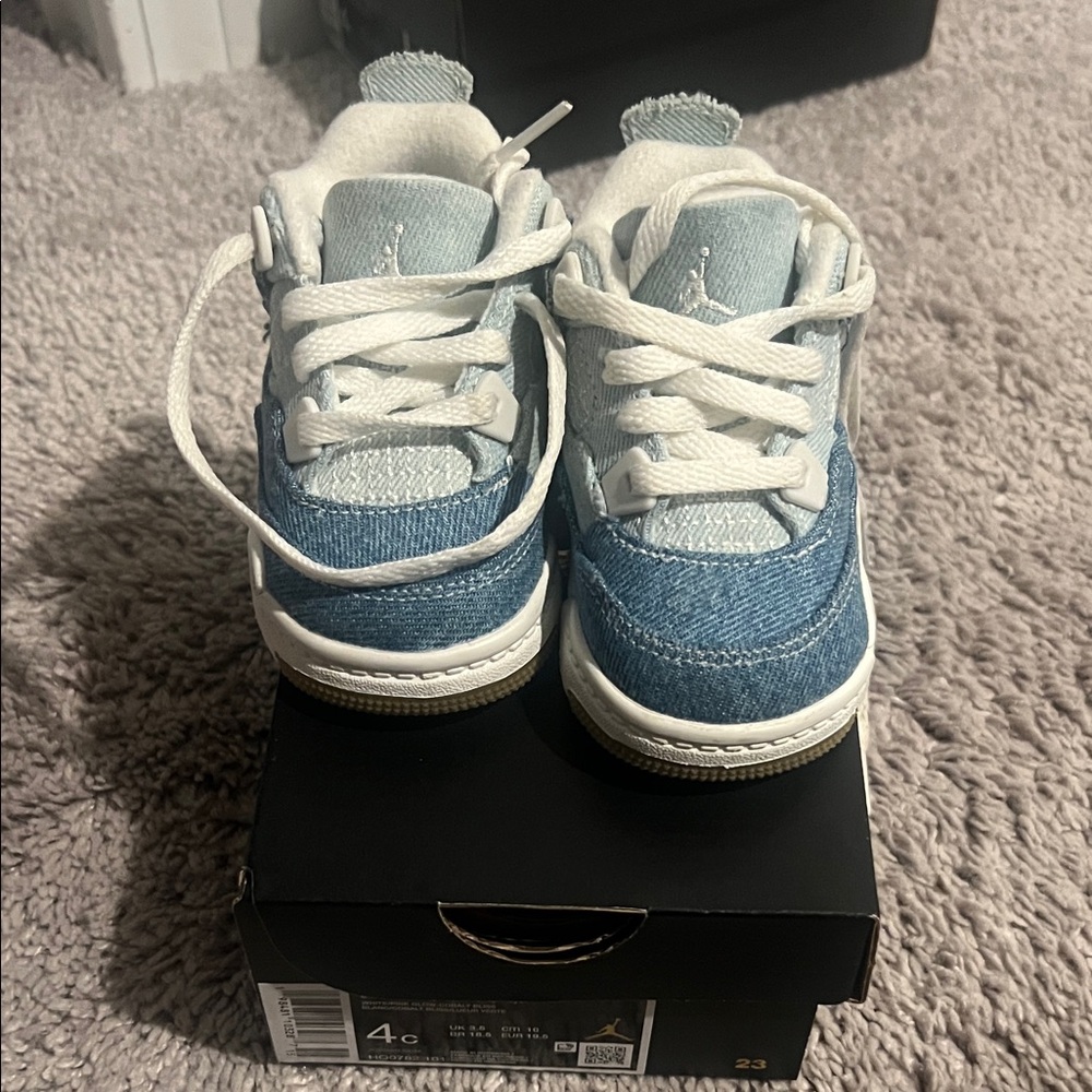 Jordan Kids Denim Blue and White Sneakers